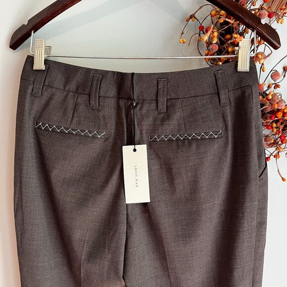 Leon Max Womens Limited Edition Trousers Dress Pant Sz 0 Brown Wool Blend - Picture 5 of 11